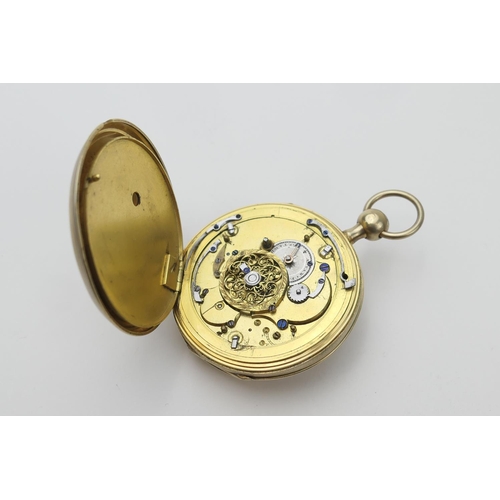 631 - French silver gilt automata repeating verge pocket watch, 19th Century, gilt dial centred with ename... 