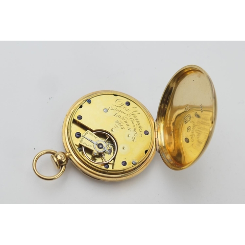 636 - Rare George IV 18ct gold pump wind pocket watch, by De Granges, London, hallmarked London 1829, gilt... 