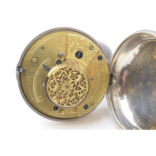 642 - Victorian silver pair cased verge pocket watch, by Willson, Lincoln, hallmarked Birmingham 1855, out... 