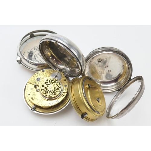 652 - George IV silver pair cased verge pocket watch, by William Dorsett, hallmarked London 1829 with conf... 