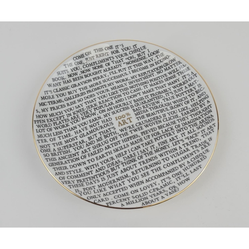 720 - Grayson Perry (British, b. 1960), 100% Art Plate, 2020, ceramic plate, 21cm diameter