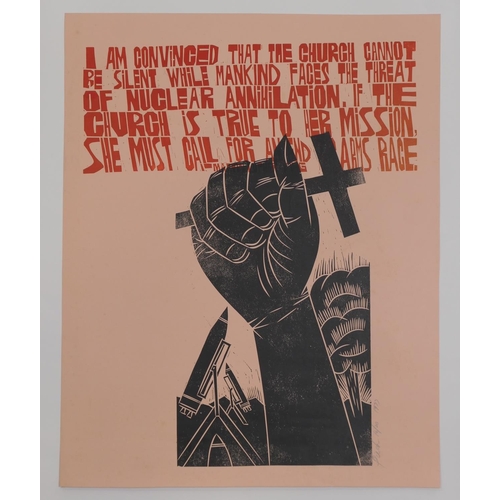 726 - Paul Peter Piech (American, 1920-1996), I am Convinced, linocut print, two colours, signed and dated... 