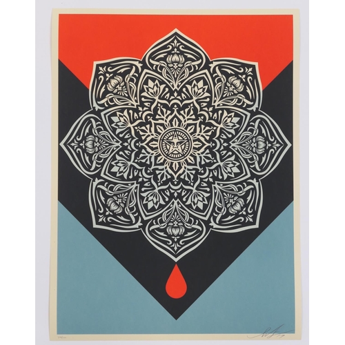 731 - Shepard Fairey (American b. 1970), Blood & Oil Mandala - Blood Drop, 2017, screenprint, signed, date... 