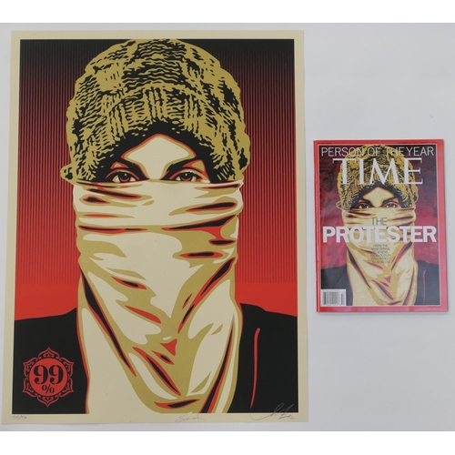 734 - Shepard Fairey (American b. 1970), Occupy Protestor, 2012, screenprint, signed by Shepard Fairey and... 