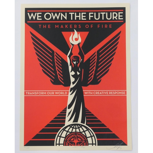 743 - Shepard Fairey (American b. 1970), We Own The Future, 2013, screenprint, signed by Shepard Fairey an... 