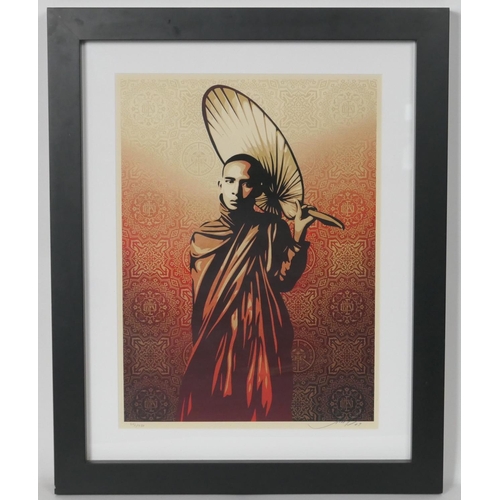 752 - Shepard Fairey (American b. 1970), Burmese Monk, 2009, screenprint, signed, dated and numbered 403/4... 