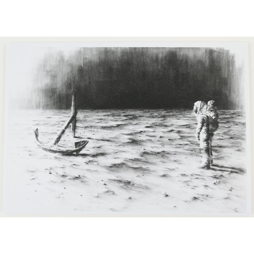 753 - Pejac (Spanish b. 1977), H2O, 2019, black and white printed digital print on 2.5mm thick cardboard, ... 