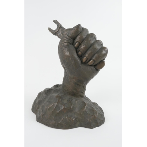 798 - Brian Osborne (d.2023), Hand of an engineer,  bronzed finish terracotta sculpture, signed with initi... 