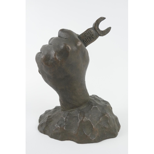 798 - Brian Osborne (d.2023), Hand of an engineer,  bronzed finish terracotta sculpture, signed with initi... 