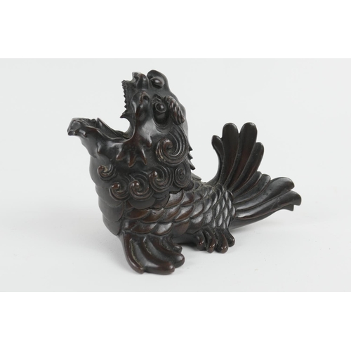 800 - Japanese bronze grotesque fish incense burner, late Meiji (1868-1912), 14cm