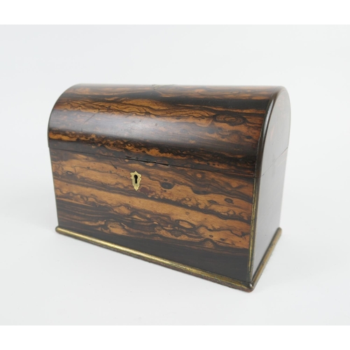 805 - Victorian coromandel domed stationery box, by Farthing & Thornhill, with tri-section interior, width... 