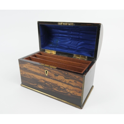 805 - Victorian coromandel domed stationery box, by Farthing & Thornhill, with tri-section interior, width... 