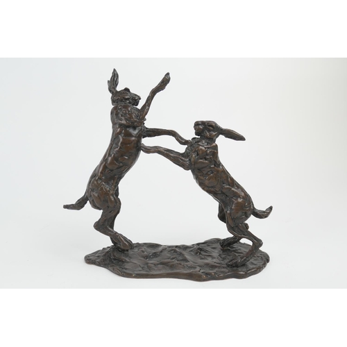 813 - Lucy Kinsella (b. 1960), March hares, limited edition bronze sculpture, numbered 1/20, signed, 22cm