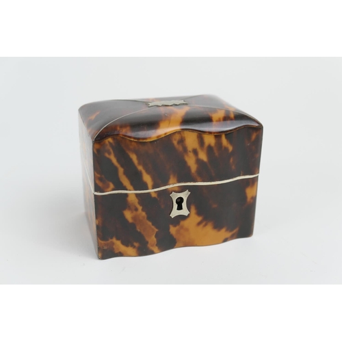 816 - Tortoiseshell small jewellery casket (converted tea caddy), early 19th Century, rectangular form wit... 