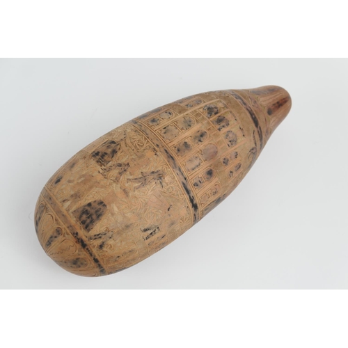 817 - Dutch Colonial carved gourd, possibly late 19th Century, decorated throughout with figures dancing, ... 