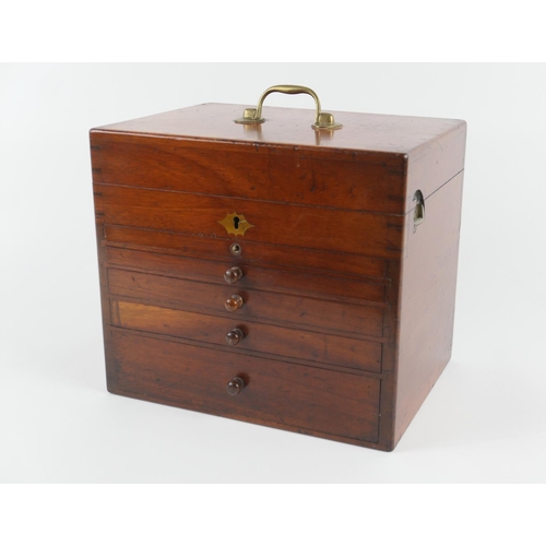 830 - Victorian mahogany dentist's cabinet, circa  1860, the hinged top with brass carrying handle, openin... 