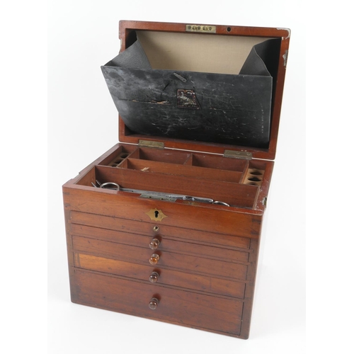 830 - Victorian mahogany dentist's cabinet, circa  1860, the hinged top with brass carrying handle, openin... 