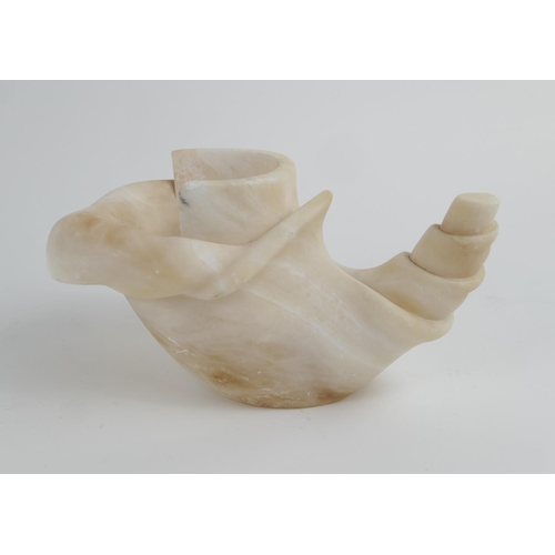 843 - Italian carved alabaster conch shell vase, 25cm