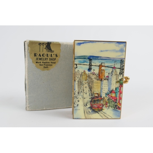 844 - Vintage San Francisco souvenir metal purse, decorated with a San Francisco street car view, 70mm x 4... 