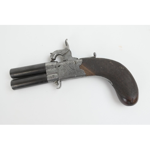 852 - Anderson of Malton, Yorkshire, .375 calibre (80 bore) double barrelled percussion pistol, having Bir... 