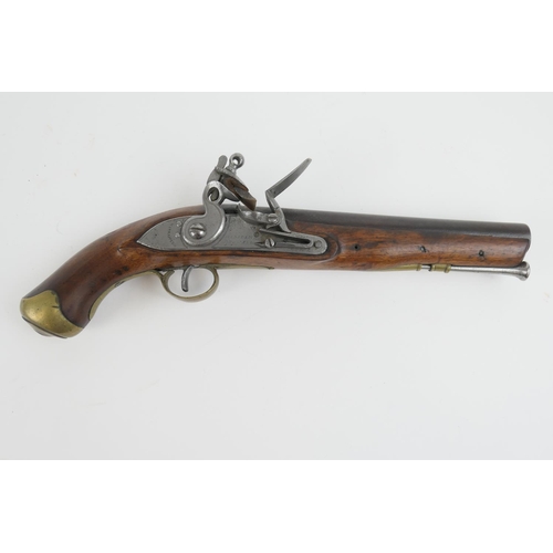 858 - .75 calibre (10 bore) flintlock pistol by William & Powell, 8 3/4'' barrel with Birmingham proof mar... 