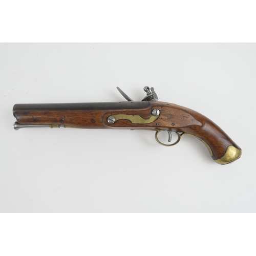 858 - .75 calibre (10 bore) flintlock pistol by William & Powell, 8 3/4'' barrel with Birmingham proof mar... 