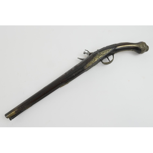 860 - .64 calibre (18 bore) flintlock pistol, possibly Spanish, late 18th Century, 15'' barrel with steel ... 