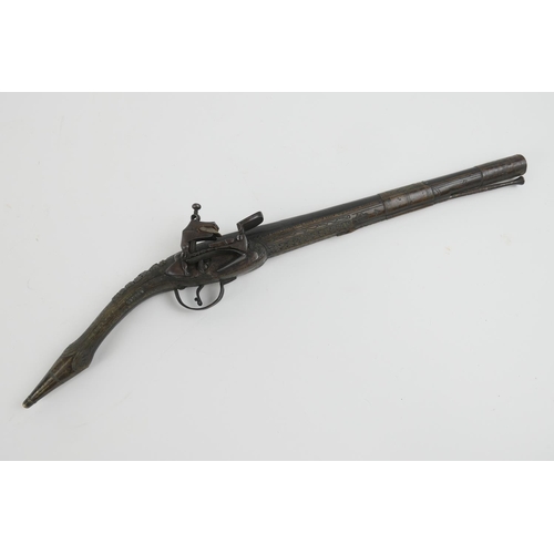 861 - Turkish .64 calibre (18 bore) flintlock pistol, probably early 19th Century, with 11 3/4'' barrel, m... 