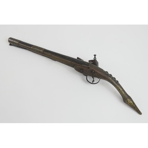 861 - Turkish .64 calibre (18 bore) flintlock pistol, probably early 19th Century, with 11 3/4'' barrel, m... 