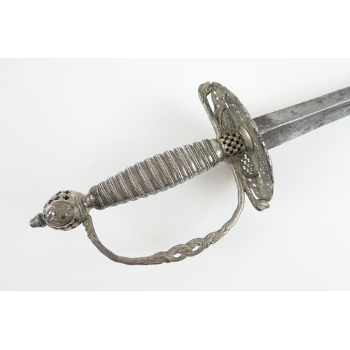 875 - George II silver hilted small sword, London 1759, maker slightly indistinct, possibly T*E/F, 33'' st... 