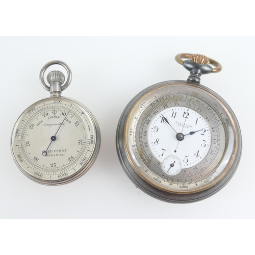 878 - Edwardian silver cased pocket aneroid barometer, signed 'Seiffert, Dumfries', hallmarked London 1908... 