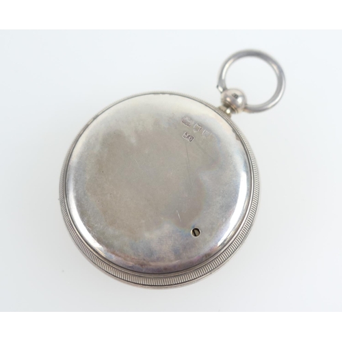 879 - Negretti and Zambra silver cased pocket aneroid barometer, hallmarked London 1892, matted dial inscr... 