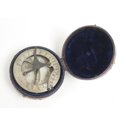 883 - Negretti & Zambra, London, pocket compass/sundial, circa 1900, silvered hinged hour ring for 'North ... 