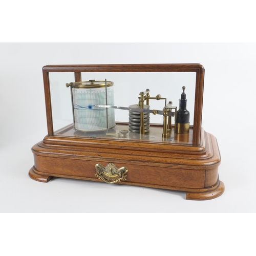 895 - J Hicks of London, oak case barograph, with seven vacuum tubes, width 40cm