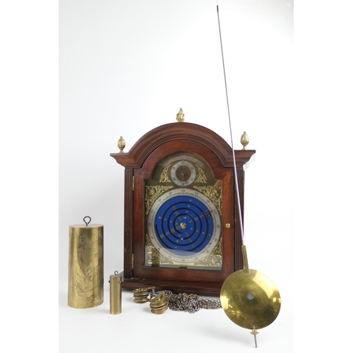 901 - Unusual mahogany bracket clock, late 20th Century, arched 8 1/2'' dial with subsidiary seconds to th... 