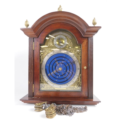 901 - Unusual mahogany bracket clock, late 20th Century, arched 8 1/2'' dial with subsidiary seconds to th... 