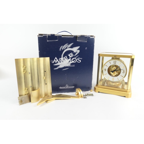 902 - Jaeger LeCoultre brass Atmos clock, with Arabic and baton numerals, numbered 301306, height 23.5cm, ... 