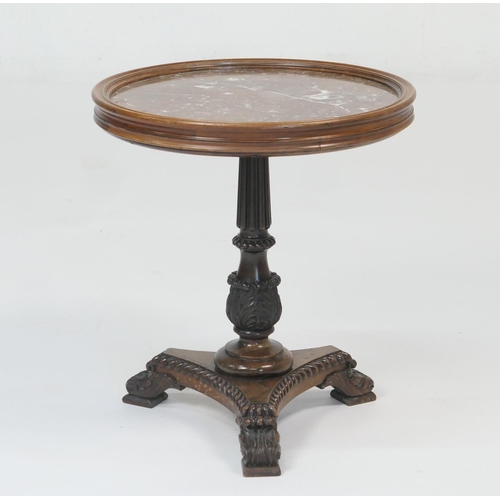 917 - George IV rosewood and scagliola marble topped pedestal table, circa 1825, the marble top with a mou... 