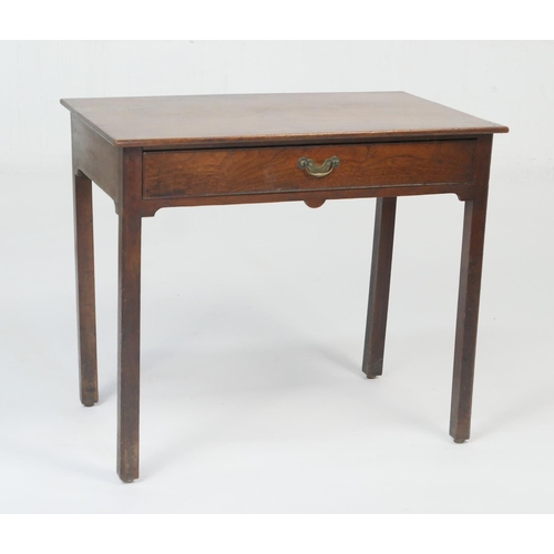 921 - Late George III mahogany side table, circa 1800, fitted with a single frieze drawer and raised on sq... 