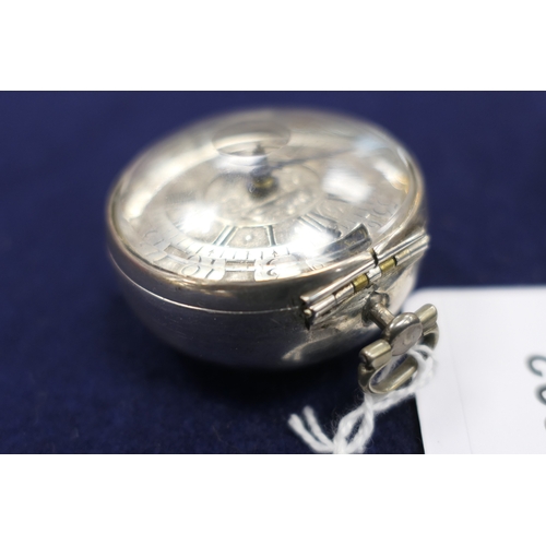 602 - David Lestourgeon, London, a silver verge pocket watch, circa 1700, French silver pair case, plain o... 