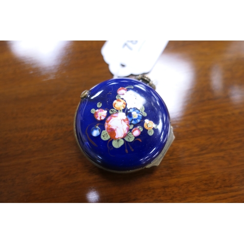 780 - Rare Bilston enamel 'pocket watch' pill box, circa 1780, with a clock face, the hinged box enamelled... 