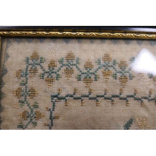 783 - Victorian silkwork sampler by Sarah Roberts, Aged 13 years, dated 1860, featuring a verse titled 'Me... 