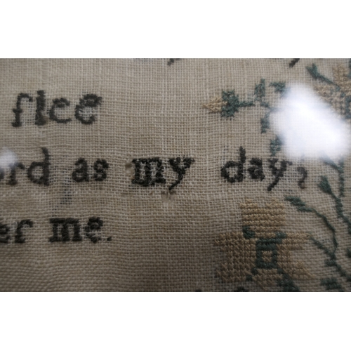 783 - Victorian silkwork sampler by Sarah Roberts, Aged 13 years, dated 1860, featuring a verse titled 'Me... 