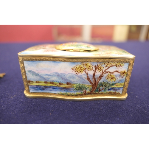 786 - German gold plated, white metal and enamelled singing bird box, in the manner of Karl Griesbaum, ear... 