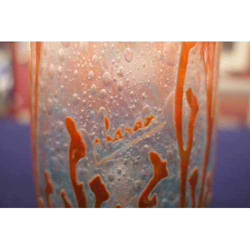 454 - Le  Verre Francais, Poissons cameo glass vase, designed by Charles Schneider, circa 1925, cylinder f... 