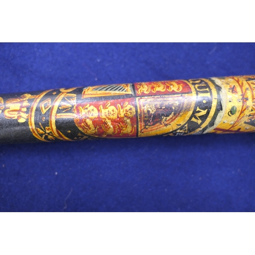 866 - Staffordshire Constabulary painted wooden truncheon, second half 19th Century, decorated with the cr... 