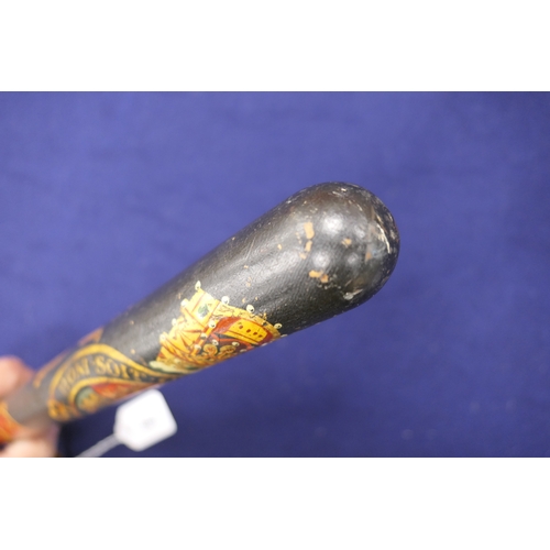 866 - Staffordshire Constabulary painted wooden truncheon, second half 19th Century, decorated with the cr... 