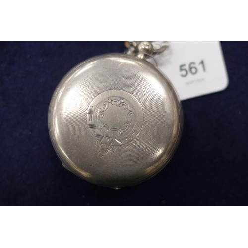 561 - Victorian silver open face pocket watch by Viner, Royal Exchange London, engine turned 58mm case hal... 