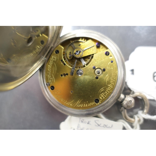 614 - Victorian silver chronometer pocket watch, by Edward Morrison, Maryborough (?), the case hallmarked ... 