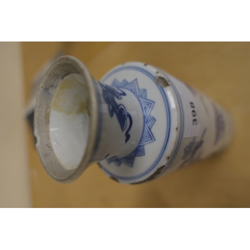 398 - Two Chinese blue and white vases, Kangxi (1662-1722), one of cylinder form decorated with 'one hundr... 